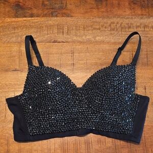 Windsor Black Beaded Bustier Top